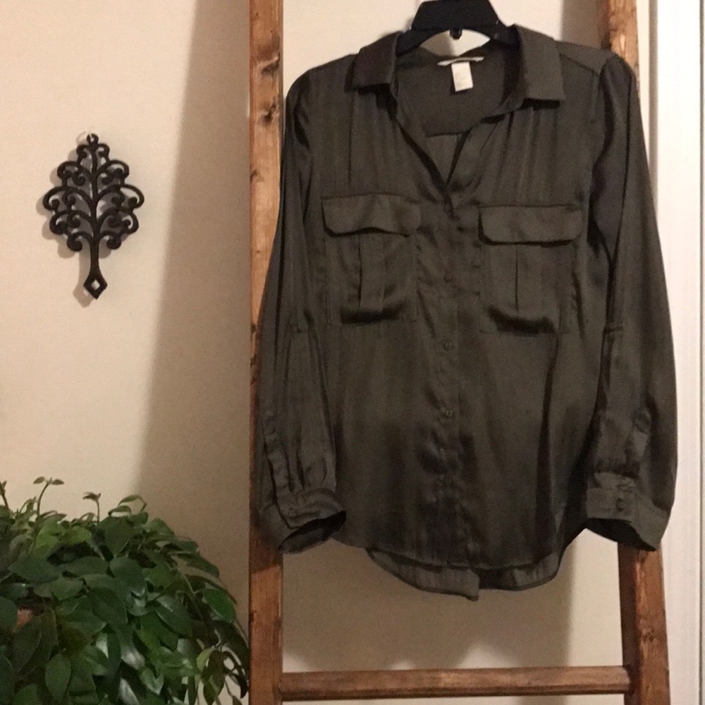 H&M Olive Green Dress Blouse